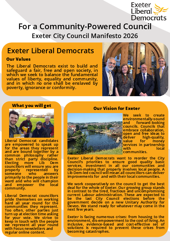 For A Community-Powered Council - Exeter Lib Dems 2024 Manifesto