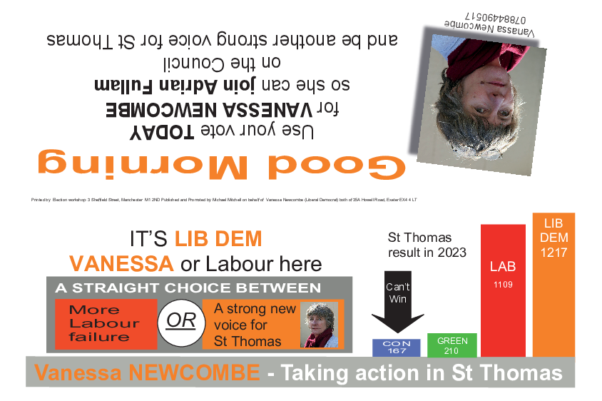 Vanessa's Good Morning Polling Day leaflet